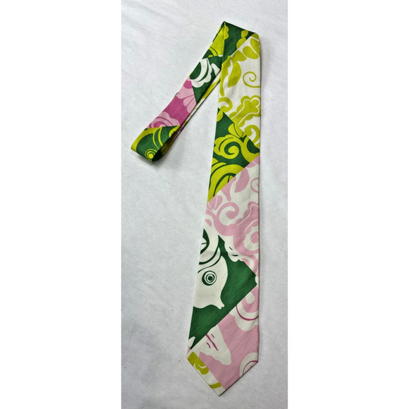 Vintage Lilly Pulitzer Tie Pink Green Tropical Palm Beach Pop Rare Collectible - Picture 1 of 4